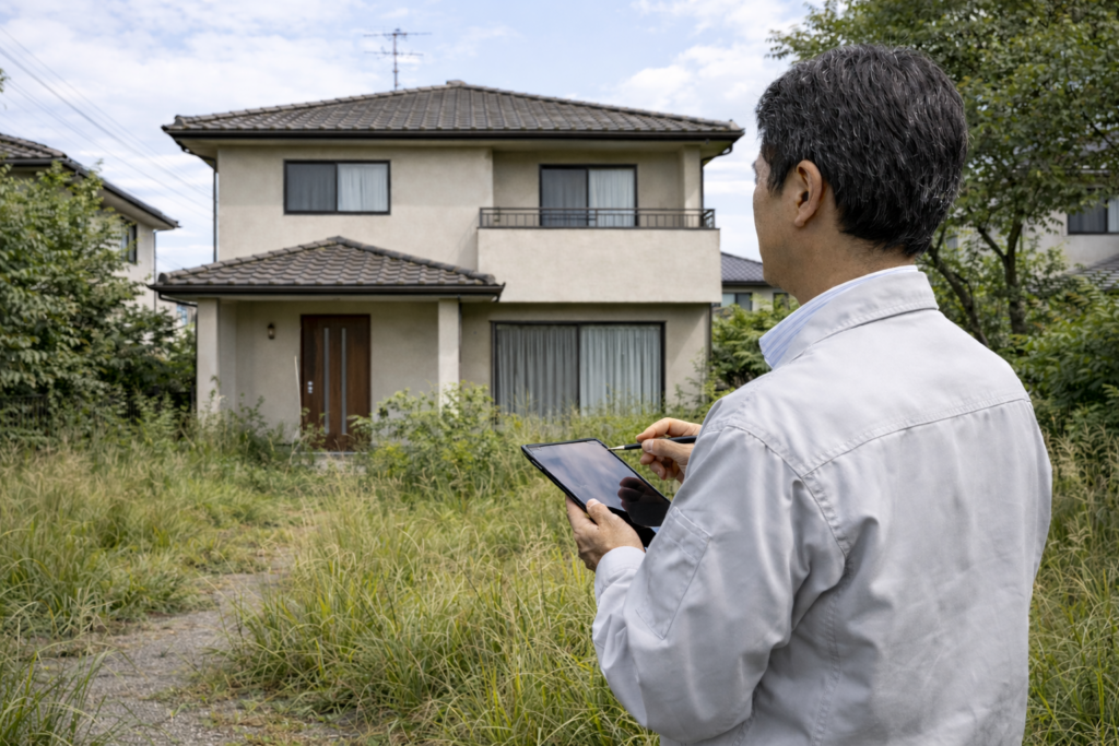 空き家を資産として守るために現地確認を行うスタッフの様子
