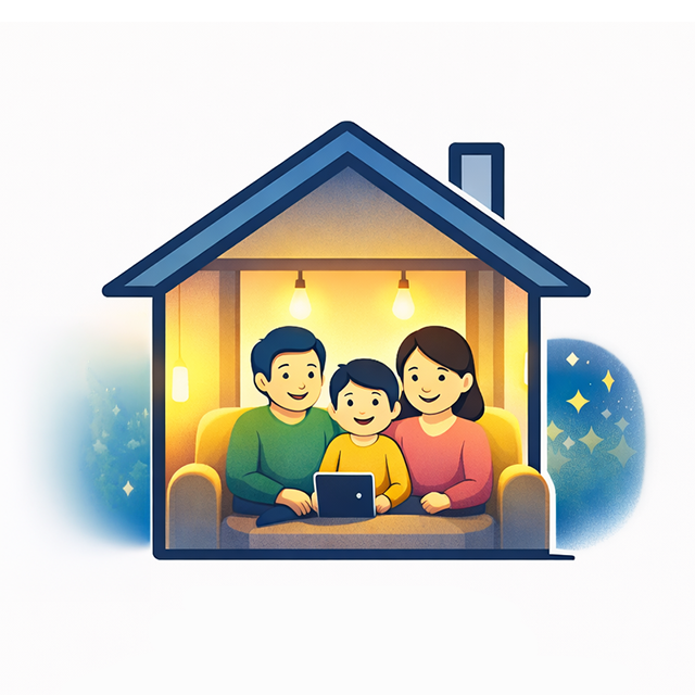 停電時でも電気を使い安心して生活できる住宅のイメージ