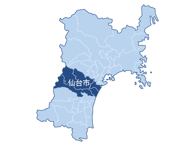 仙台市を中心とした宮城県内の空き家管理対応エリアマップ